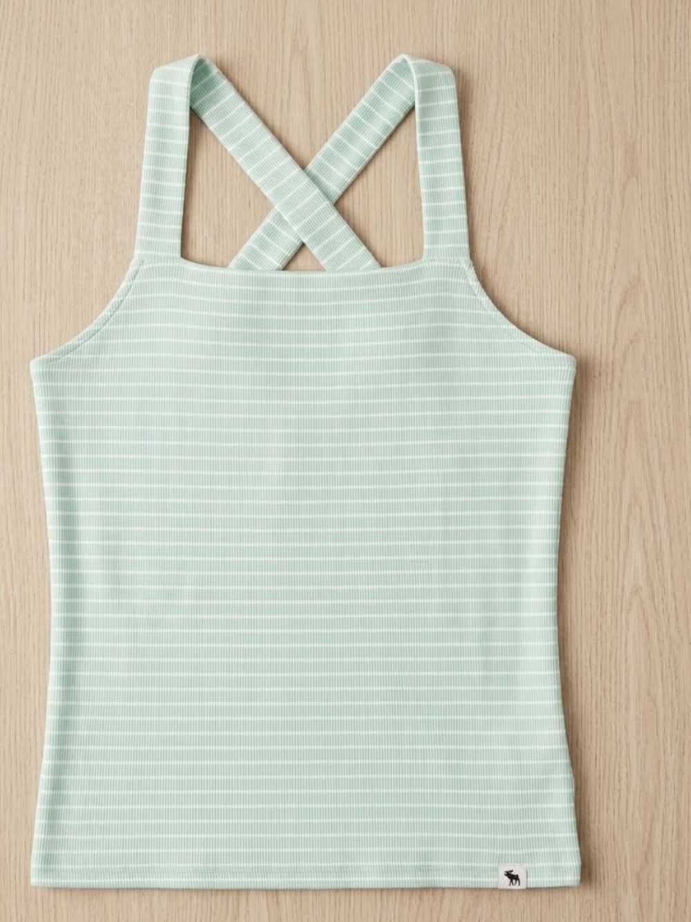 Abercrombie & Fitch Mint Striped Cross-Back Tank, Girls 13/14
